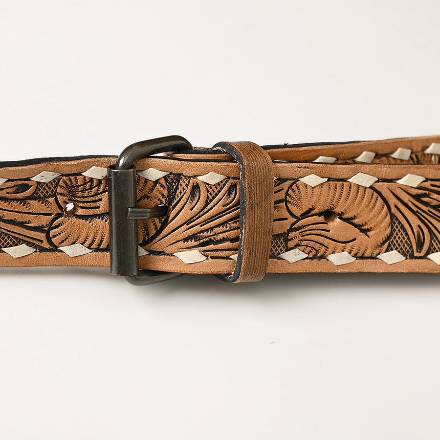 American Darling Messenger Bag Western Hand Tooled Floral Genuine Leather with Hair-On Cowhide Fringes & YKK Zipper for Women