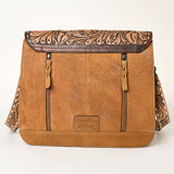 American Darling Messenger Bag Western Hand Tooled Floral Genuine Leather with Hair-On Cowhide Fringes & YKK Zipper for Women