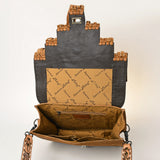 American Darling Messenger Bag Western Hand Tooled Floral Genuine Leather with Hair-On Cowhide Fringes & YKK Zipper for Women