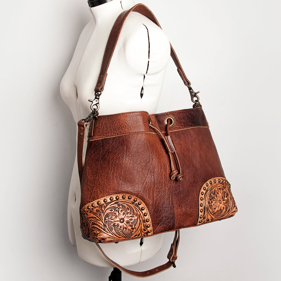 American Darling Bucket Hand Tooled Genuine Leather Western Women Bag Handbag Purse | Travel Bags College Casual