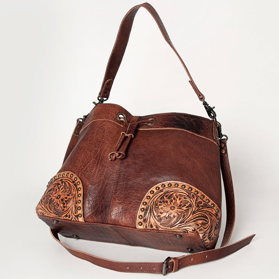 American Darling Bucket Hand Tooled Genuine Leather Western Women Bag Handbag Purse | Travel Bags College Casual