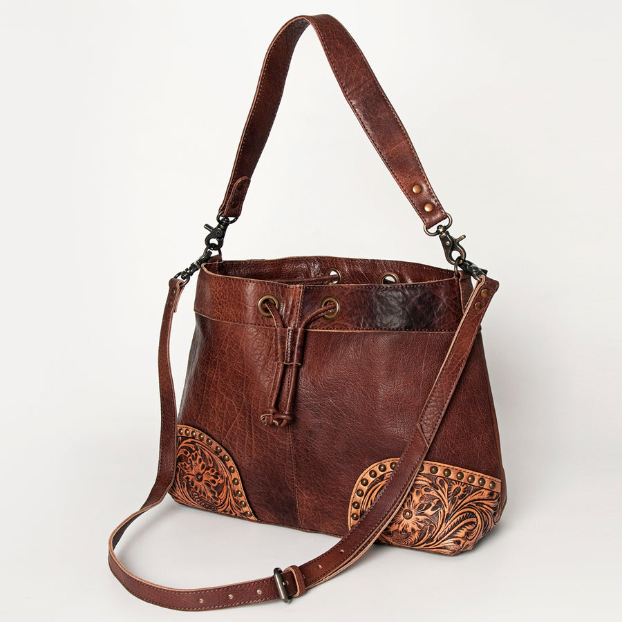 American Darling Bucket Hand Tooled Genuine Leather W. Women Bag by Hilason – Cowboy and equestrian accessories