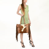 American Darling Tote Hair-On Hand Tooled Genuine Leather W. Women Bag