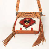 American Darling Clutch Hand Tooled Saddle Blanket Fabric Genuine Leather Western Women Bag Handbag Purse | Purses for Cute