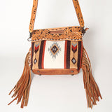 American Darling ADBGS146A Clutch Hand Tooled Hair On Genuine Leather Women Bag Western Handbag Purse