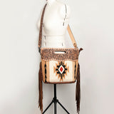 American Darling Clutch Hand Tooled Saddle Blanket Fabric Genuine Leather Western Women Bag Handbag Purse | Purses for Cute
