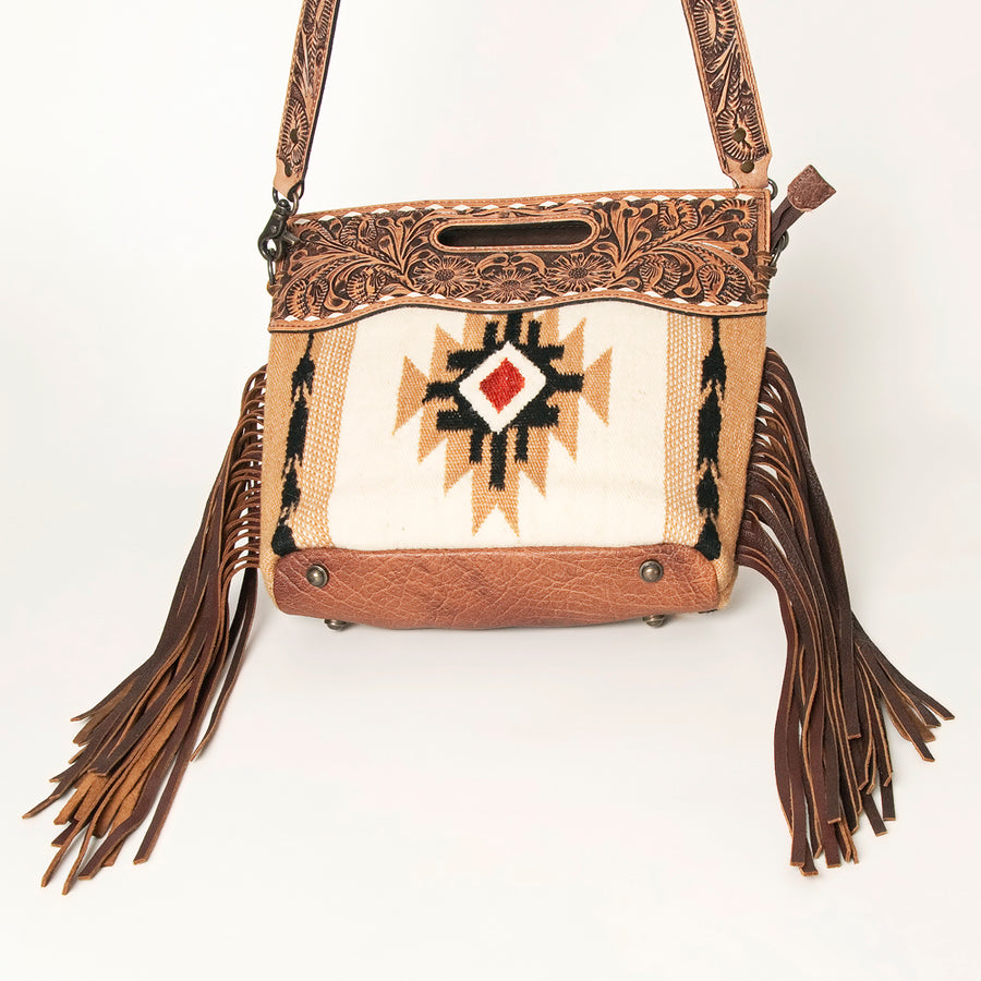 American Darling Clutch Hand Tooled Saddle Blanket Fabric Genuine Leather Western Women Bag Handbag Purse | Purses for Cute