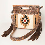 American Darling Clutch Hand Tooled Saddle Blanket Fabric Genuine Leather Western Women Bag Handbag Purse | Purses - Uhorse