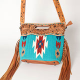 American Darling Clutch Hand Tooled Saddle Blanket Fabric Genuine Leather Western Women Bag Handbag Purse | Purses for Cute