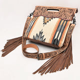 American Darling Clutch Hand Tooled Saddle Blanket Fabric Genuine Leather Western Women Bag Handbag Purse | Purses for Cute