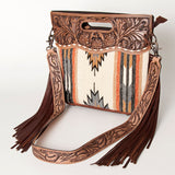 American Darling ADBGS146A Clutch Hand Tooled Hair On Genuine Leather Women Bag Western Handbag Purse