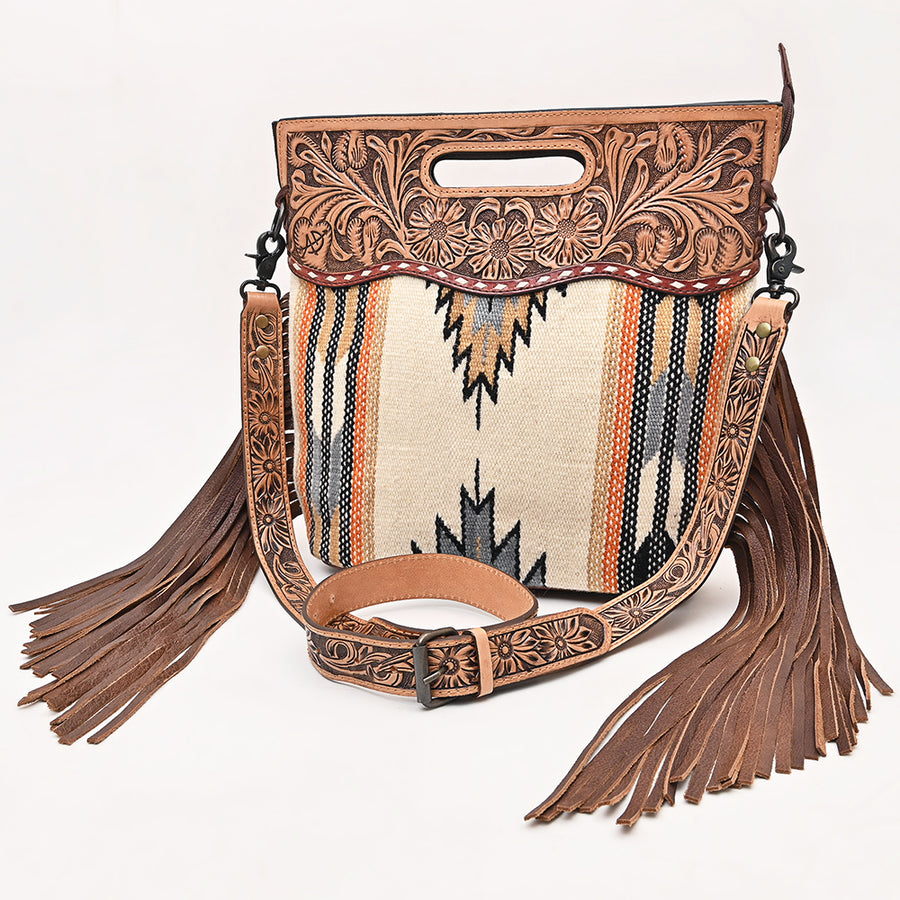 American Darling Clutch Hand Tooled Saddle Blanket Fabric Genuine Leather Western Women Bag Handbag Purse | Purses - Uhorse