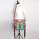 American Darling Clutch Hand Tooled Saddle Blanket Fabric Genuine