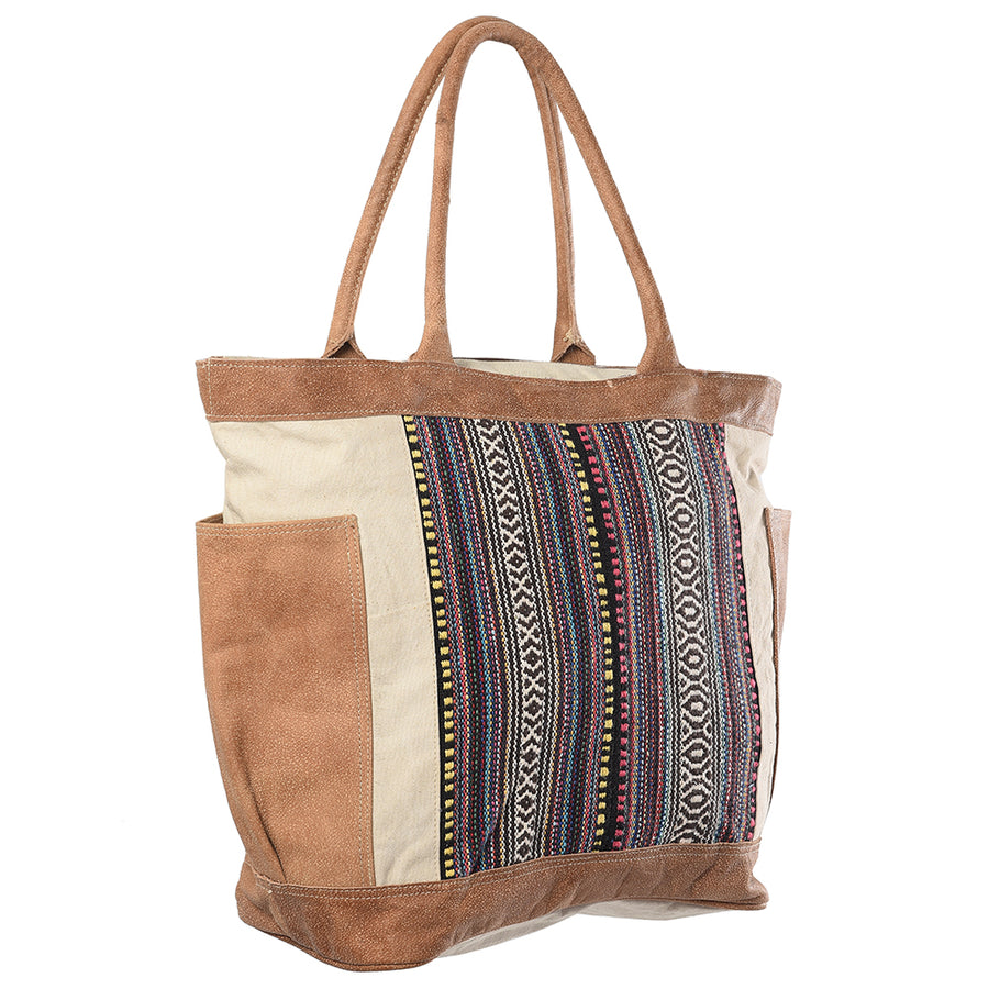 OHLAY KB312 TOTE Upcycled Wool Canvas Genuine Leather women bag by Hilason – Cowboy and equestrian accessories