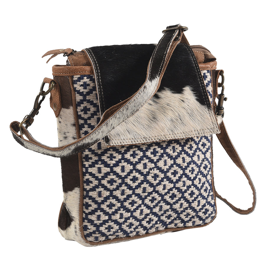 OHLAY Messenger Upcycled Wool Upcycled Canvas Hair-on Genuine Leather women bag western handbag purse - Uhorse