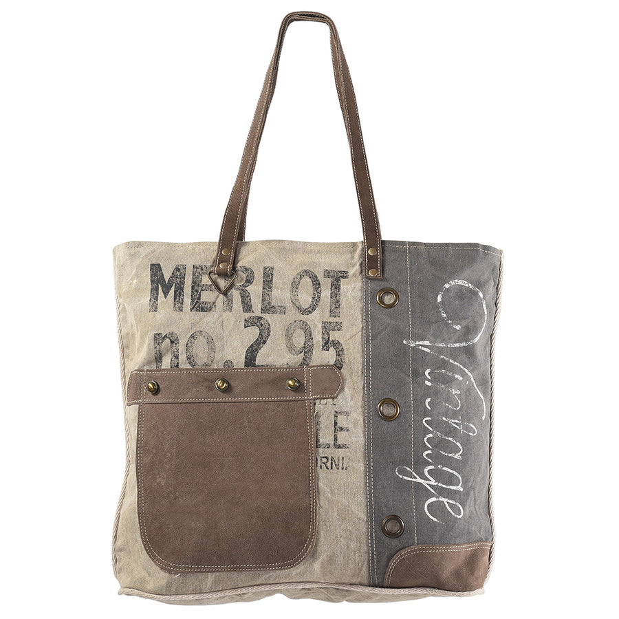 OHLAY KB317 TOTE Upcycled Canvas Genuine Leather women bag western by Hilason – Cowboy and equestrian accessories