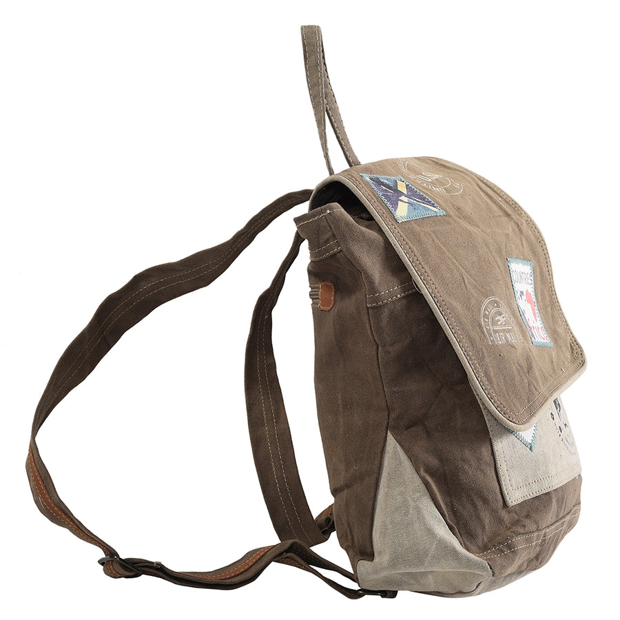OHLAY KB318 Backpack Upcycled Canvas Genuine Leather women bag western by Hilason – Cowboy and equestrian accessories
