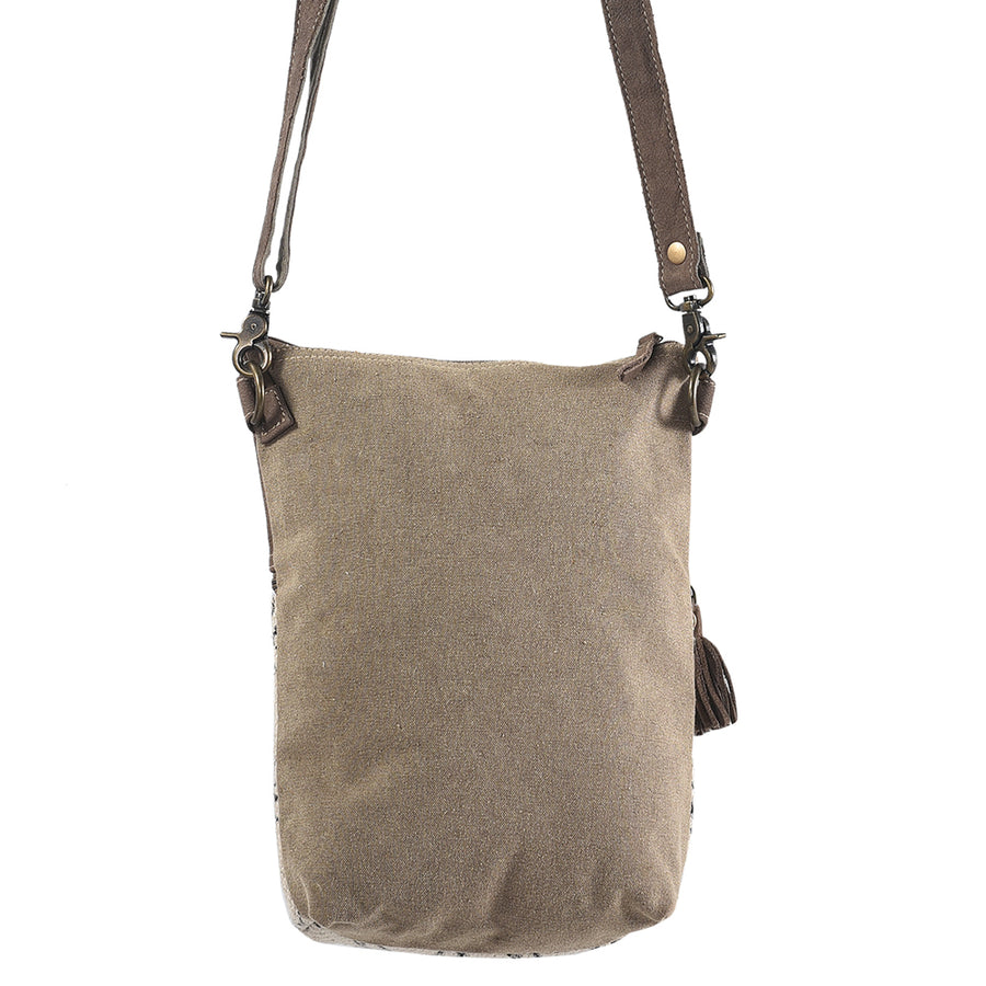 OHLAY CrossBody Upcycled Wool Canvas Genuine Leather Women Bag Western Handbag Purse | Womens Handbags Belt for Purses Summer
