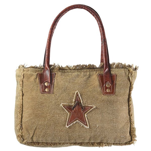 OHLAY KB332 TOTE Upcycled Canvas Genuine Leather women bag western by Hilason – Cowboy and equestrian accessories