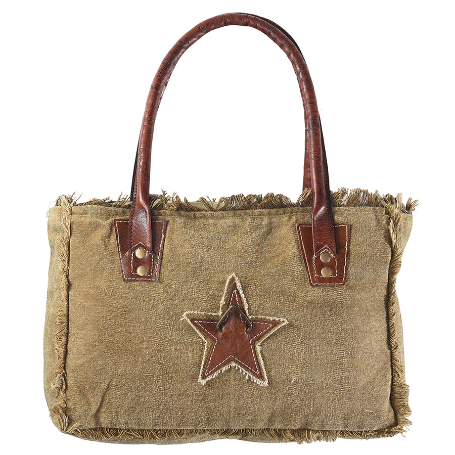 OHLAY KB332 TOTE Upcycled Canvas Genuine Leather women bag western by Hilason – Cowboy and equestrian accessories