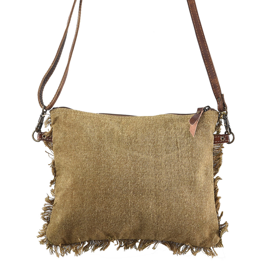 OHLAY Cross Body Upcycled Canvas Genuine Leather Women's Bag Western Handbag Purse | Womens Handbags Belt for Women Summer