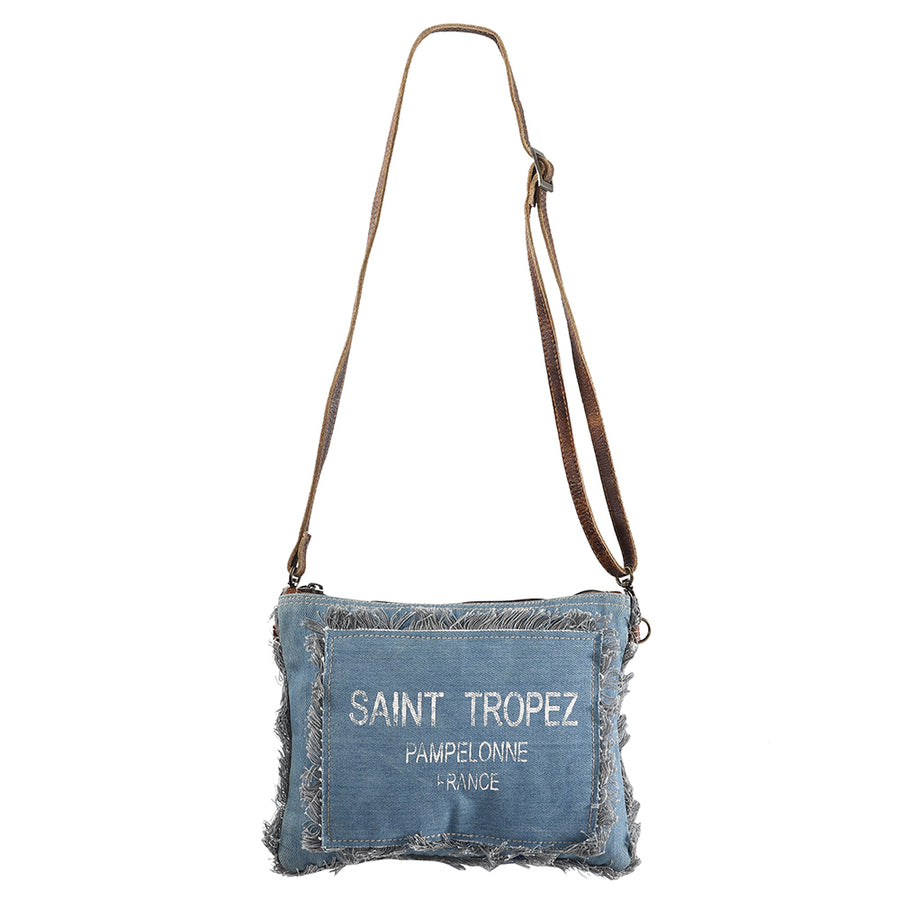 OHLAY KB337 Cross Body 100% cotton Denim Genuine Leather women bag by Hilason – Cowboy and equestrian accessories