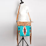 American Darling Cross Body Hand Tooled Saddle Blanket Genuine Leather