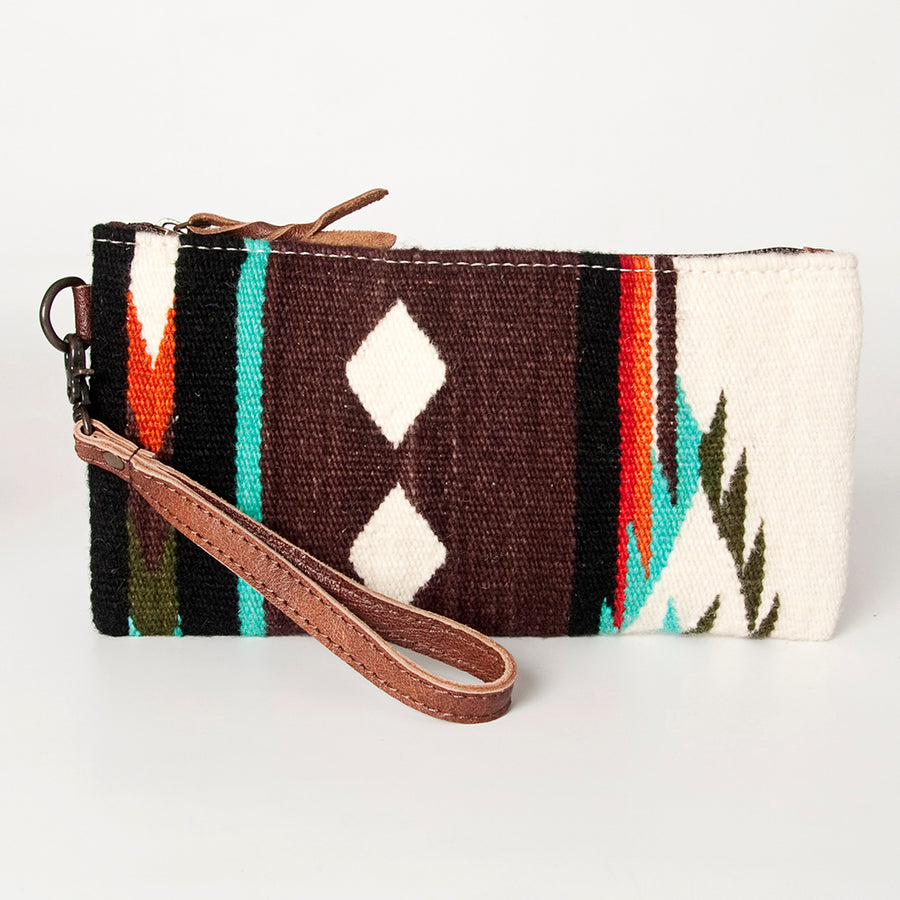 American Darling Wristlet Bag Handcrafted from Floral Embossed Damascus Genuine Leather with YKK Zipper and Wrist Strap