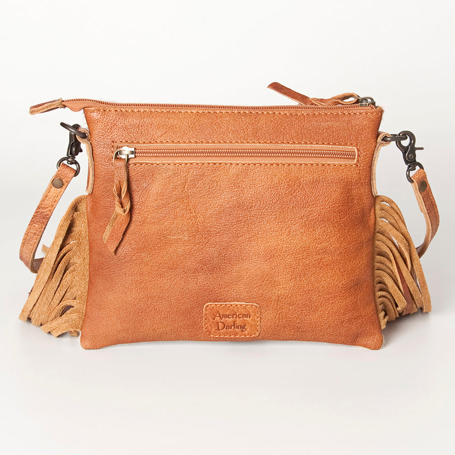 American Darling Western Small Crossbody Bag – Genuine Hair-On Cowhide Leather with Fringes, Adjustable Strap, Handcrafted in Texas