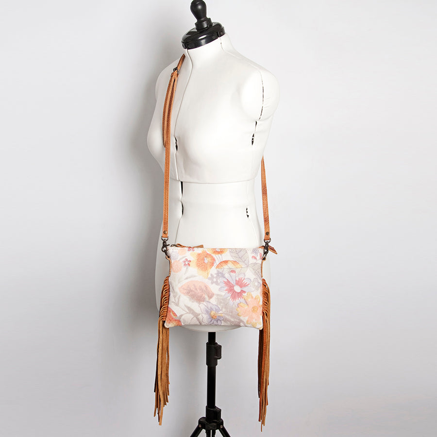 American Darling Western Small Crossbody Bag – Genuine Hair-On Cowhide Leather with Fringes, Adjustable Strap, Handcrafted in Texas