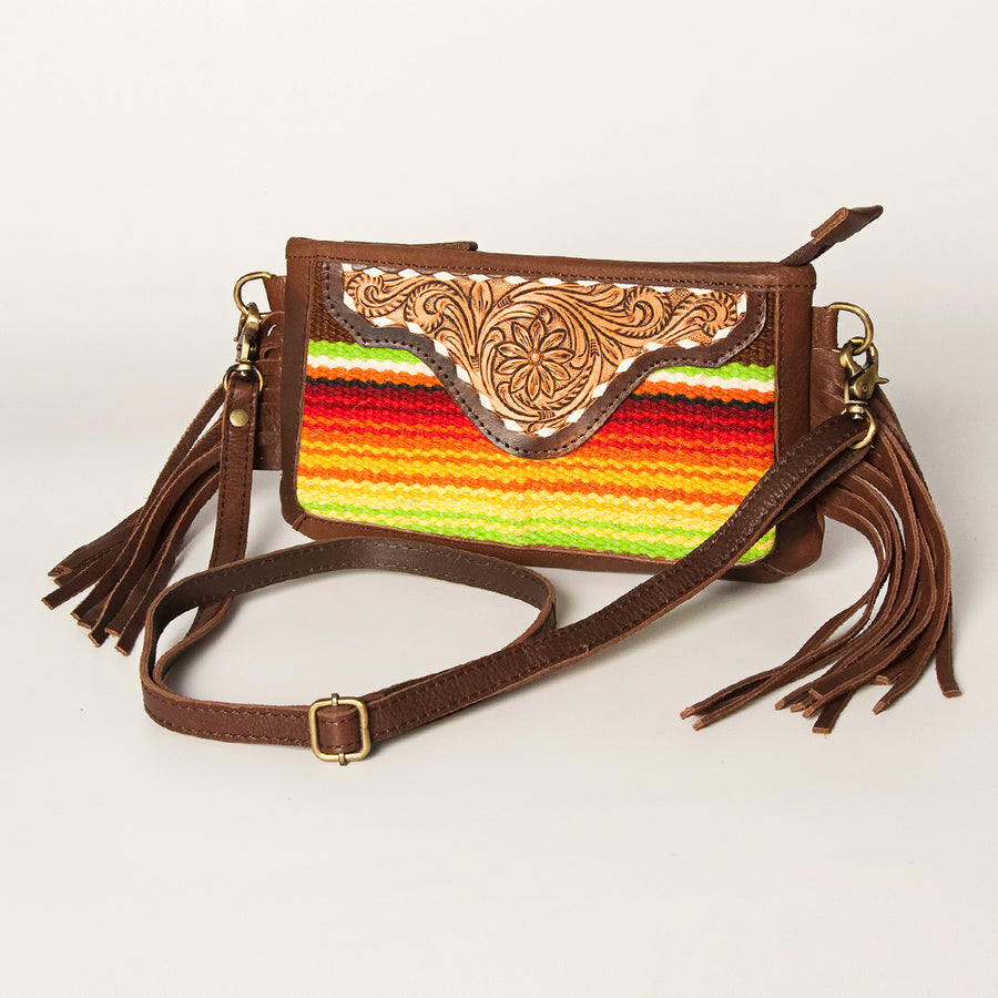 American Darling Hand Tooled Leather Saddle Blanket Small Cross body Bag - Uhorse