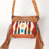 American Darling Clutch Hand Tooled Saddle Blanket Fabric Genuine