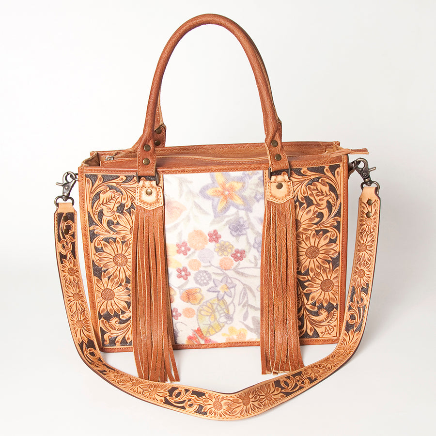 American Darling Briefcase Hand Tooled Hair On Genuine Leather Western Women Bag Handbag | for Cute Laptop