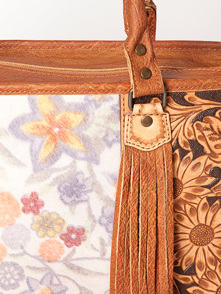 American Darling Briefcase Hand Tooled Hair On Genuine Leather Western Women Bag Handbag | for Cute Laptop