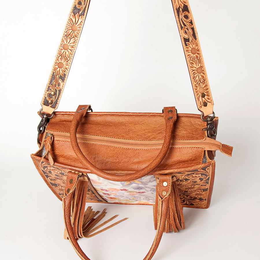 American Darling Briefcase Hand Tooled Hair On Genuine Leather Western Women Bag Handbag | for Cute Laptop