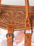 American Darling Duffel Saddle Blanket Hand Tooled Genuine Leather Western Women Bag | Handbag Duffle Weekend Travel Bags for