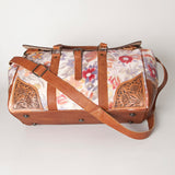 American Darling Duffel Saddle Blanket Hand Tooled Genuine Leather Western Women Bag | Handbag Duffle Weekend Travel Bags for