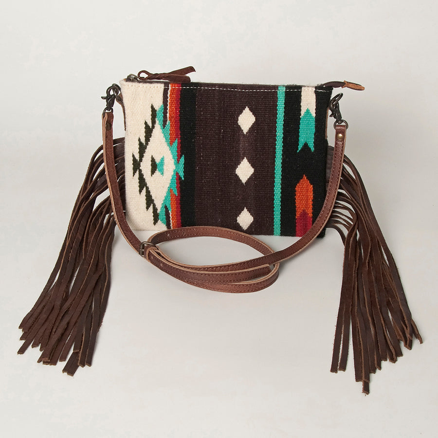 American Darling CrossBody Bag Saddle Blanket Fabric Genuine Leather Western Women Handbag Purse | for Cute Travel