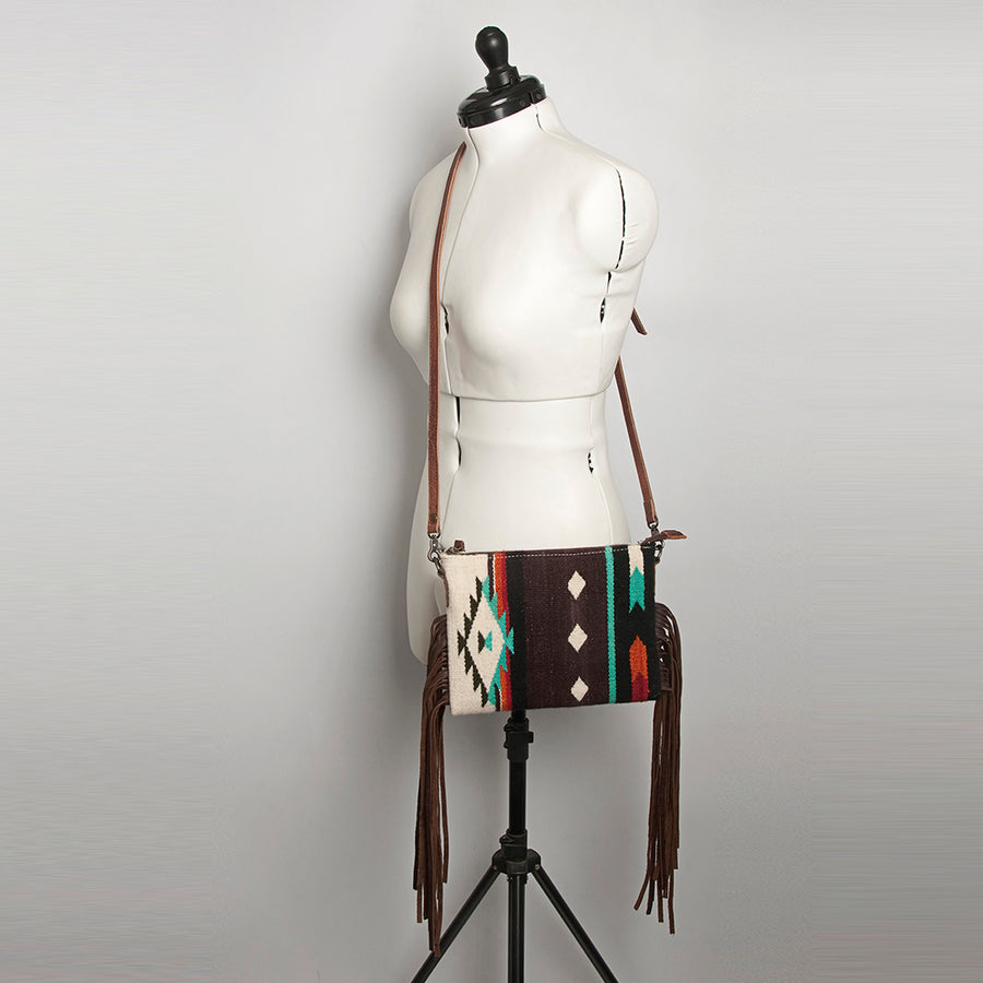 American Darling CrossBody Bag Saddle Blanket Fabric Genuine Leather Western Women Handbag Purse | for Cute Travel
