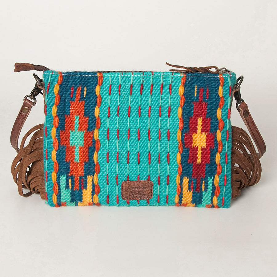 American Darling CrossBody Bag Saddle Blanket Fabric Genuine Leather Western Women Handbag Purse | for Cute Travel