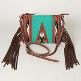 American Darling CrossBody Bag Saddle Blanket Fabric Genuine Leather Western Women Handbag Purse | for Cute Travel