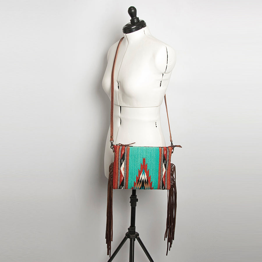 American Darling CrossBody Bag Saddle Blanket Fabric Genuine Leather Western Women Handbag Purse | for Cute Travel