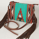 American Darling Cross body Bag with Woven Saddle Blanket and Fringes - Uhorse
