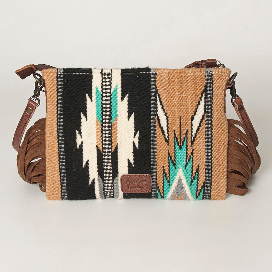 American Darling CrossBody Bag Saddle Blanket Fabric Genuine Leather Western Women Handbag Purse | for Cute Travel