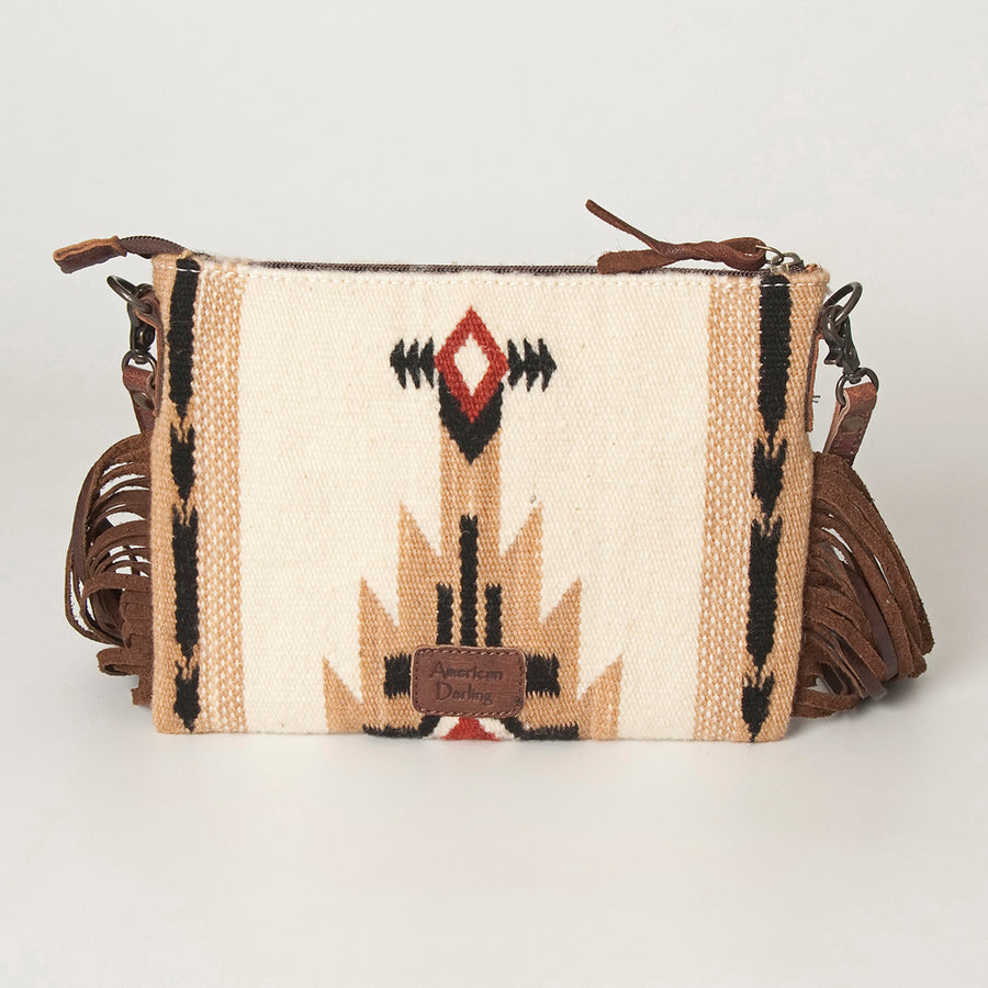 American Darling CrossBody Bag Saddle Blanket Fabric Genuine Leather Western Women Handbag Purse | for Cute Travel