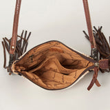 American Darling Cross Body Hand Tooled Saddle Blanket Genuine Leather