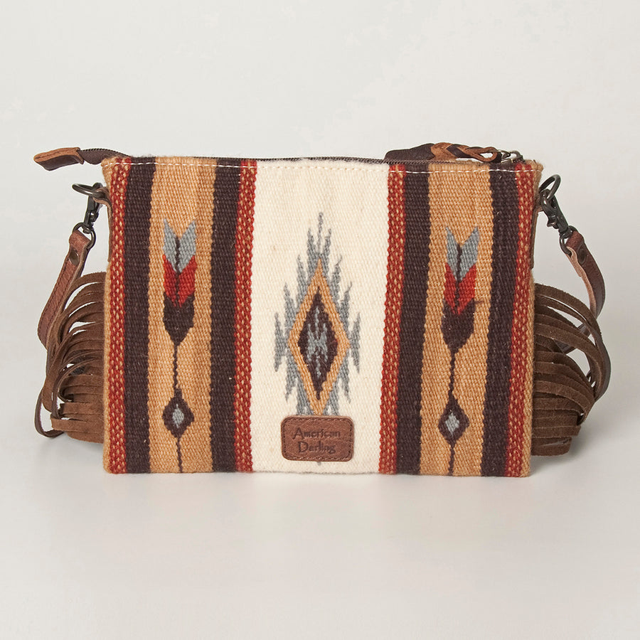 American Darling CrossBody Bag Saddle Blanket Fabric Genuine Leather Western Women Handbag Purse | for Cute Travel