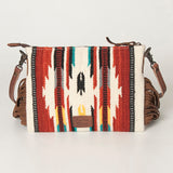 American Darling CrossBody Bag Saddle Blanket Fabric Genuine Leather Western Women Handbag Purse | for Cute Travel