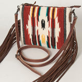 American Darling Cross body Bag with Woven Saddle Blanket and Fringes - Uhorse