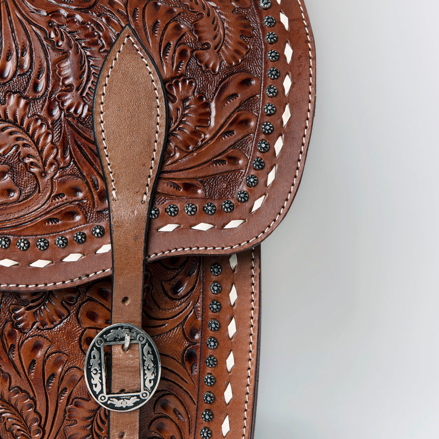 HILASON Soft Leather Horse Saddle Bag Brown | Equestrian Western Adjustable Closure